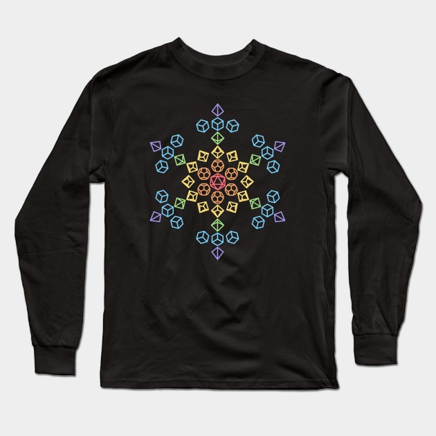 Snowflake Rainbow Polyhedral Dice Long Sleeve T-Shirt by OfficialTeeDreams